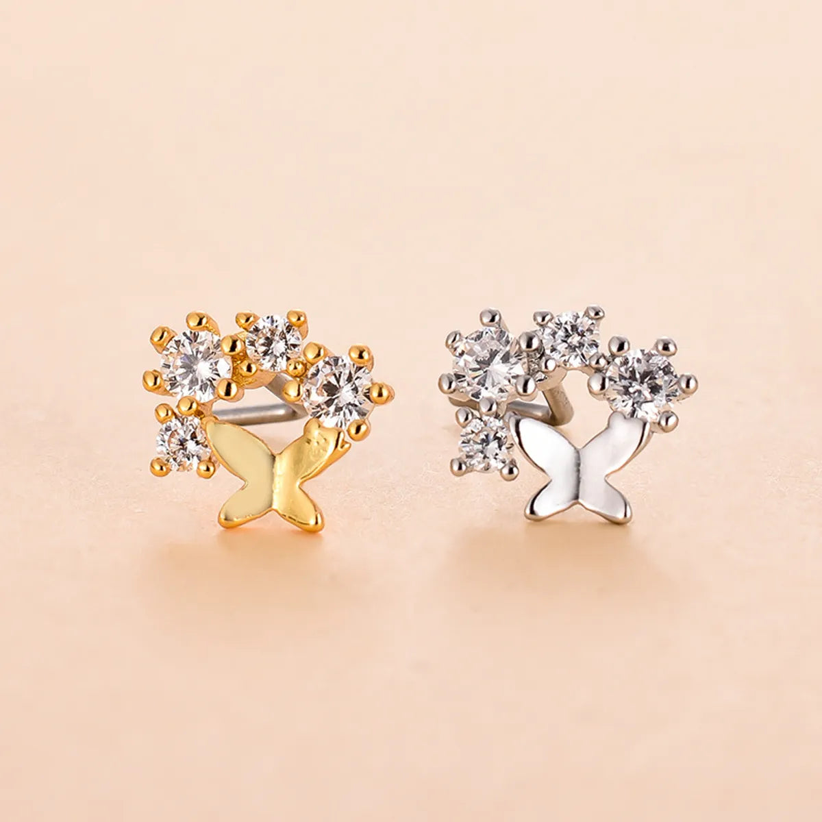 Fashion Star Metal Plating Zircon Nose Studs 1 Piece