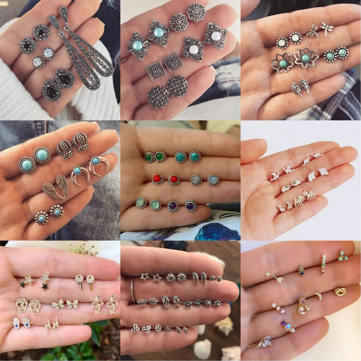 Fashion Star Moon Artificial Gemstones Alloy Copper Plating Inlay Rhinestones Shell Zircon Ear Studs 1 Set