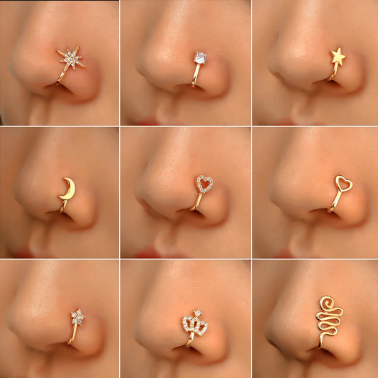 Fashion Star Moon Crown Copper Plating Zircon Nasal Splint 1 Piece