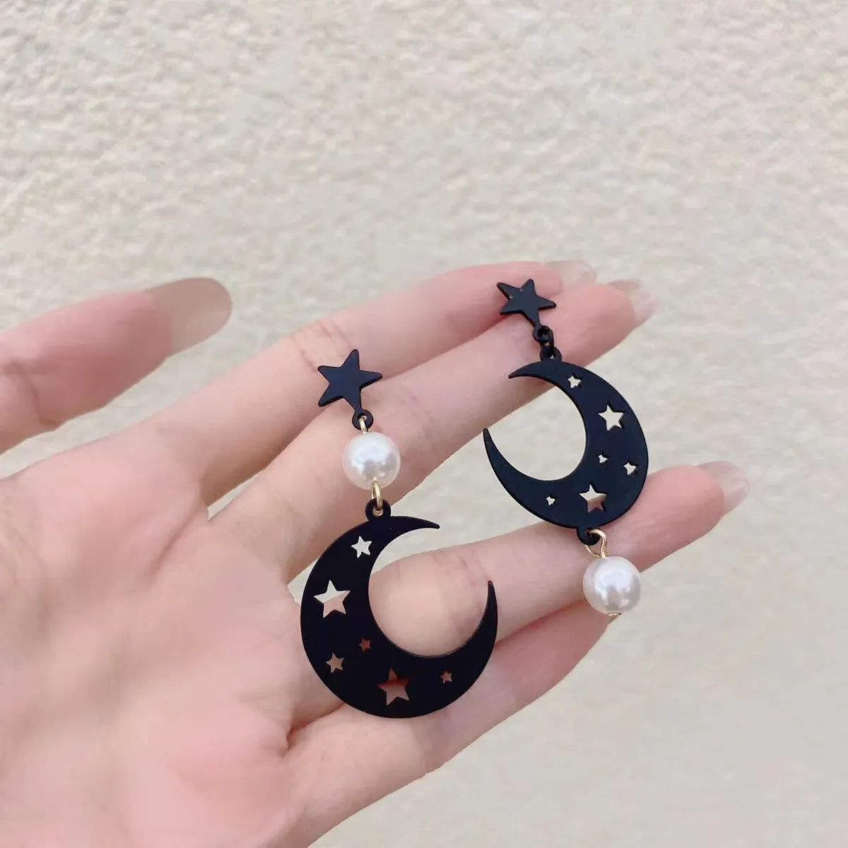 Fashion Star Moon Metal Pearl Plating Women's Drop Earrings 1 Pair