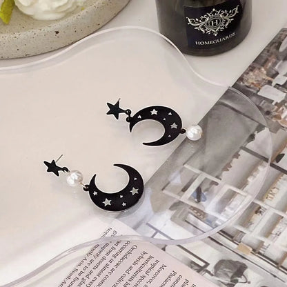 Fashion Star Moon Metal Pearl Plating Women's Drop Earrings 1 Pair