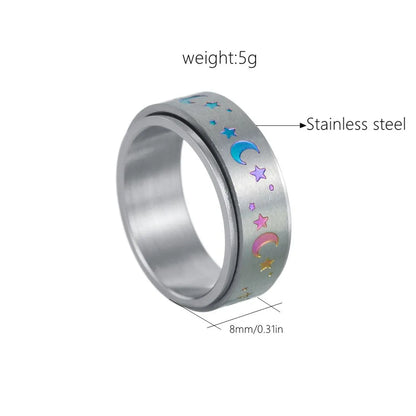 Fashion Star Moon Stainless Steel Rings