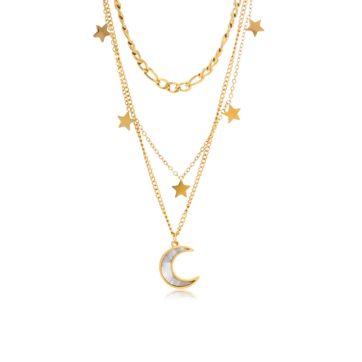 Fashion Star Moon Stainless Steel Titanium Steel Plating Pendant Necklace 1 Piece