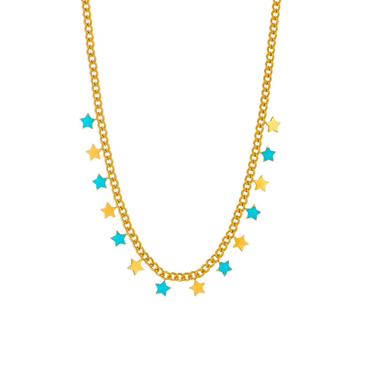 Fashion Star Moon Titanium Steel Enamel Necklace 1 Piece