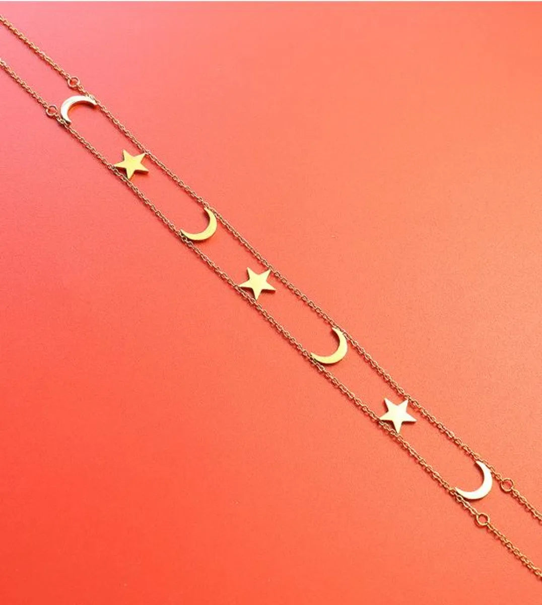 Fashion Star Moon Titanium Steel Necklace Plating Stainless Steel Necklaces