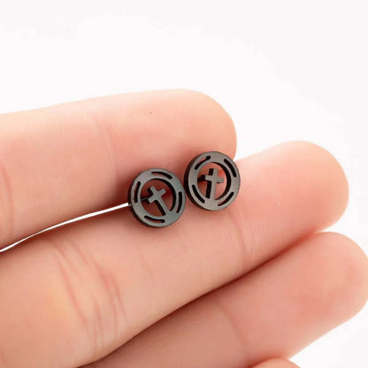 Fashion Star Moon Tree Stainless Steel Plating Hollow Out Ear Studs 1 Pair