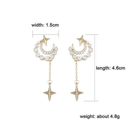 Fashion Star Moon Women's Copper Micro Inlaid Zirconium Earrings