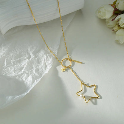 304 Stainless Steel 18K Gold Plated Plating Pentagram Necklace