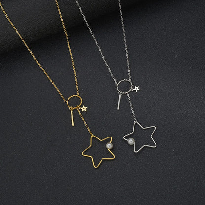 304 Stainless Steel 18K Gold Plated Plating Pentagram Necklace