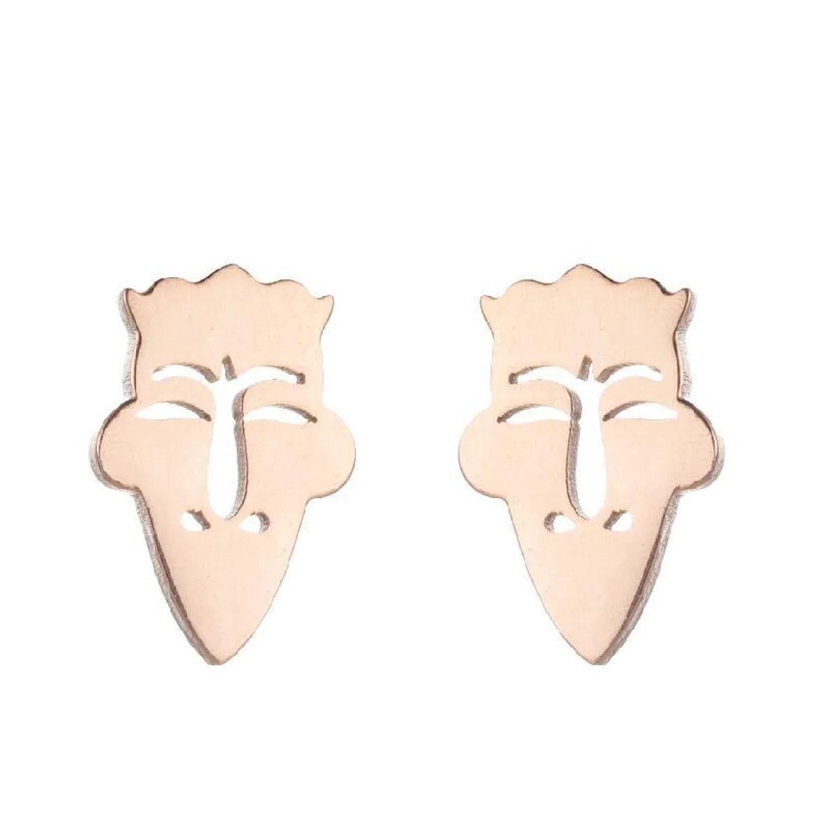 Fashion Star Smile Face Skull Stainless Steel Plating Hollow Out Ear Studs 1 Pair