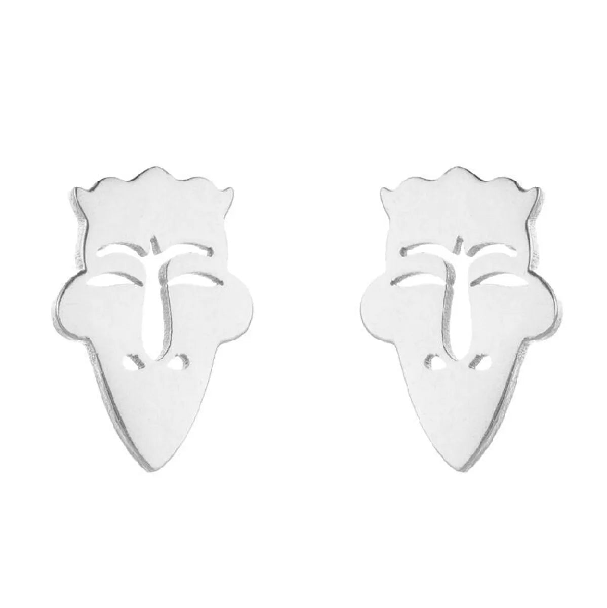 Fashion Star Smile Face Skull Stainless Steel Plating Hollow Out Ear Studs 1 Pair