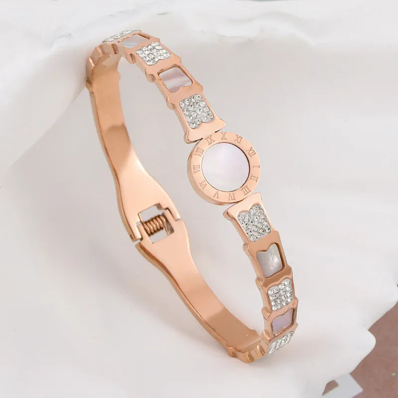 Fashion Star Snake Butterfly Titanium Steel Plating Inlay Zircon Bangle 1 Piece