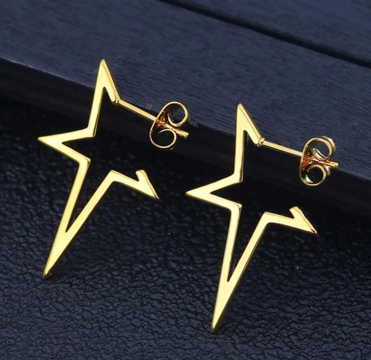 Fashion Star Stainless Steel Star Hollow Out Drop Earrings 1 Pair