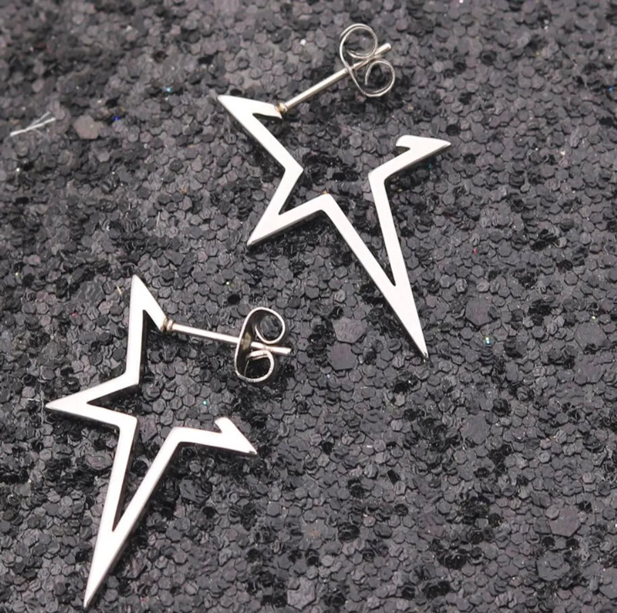 Fashion Star Stainless Steel Star Hollow Out Drop Earrings 1 Pair