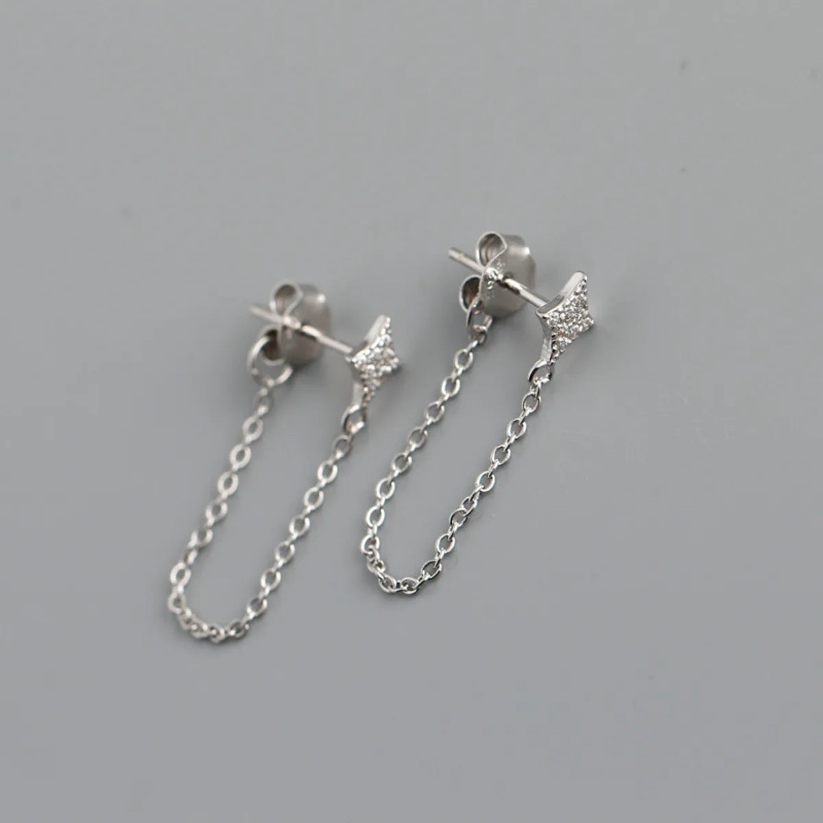 Fashion Star Sterling Silver Inlay Zircon Drop Earrings 1 Pair