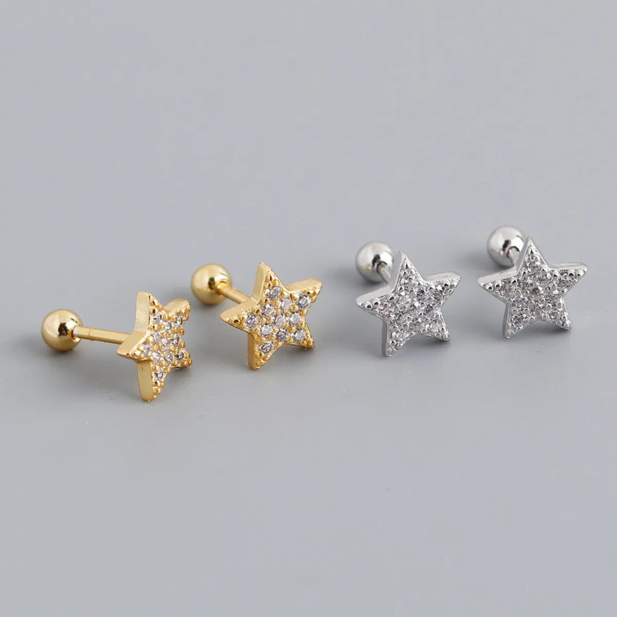 Fashion Star Sterling Silver Inlay Zircon Ear Studs 1 Pair