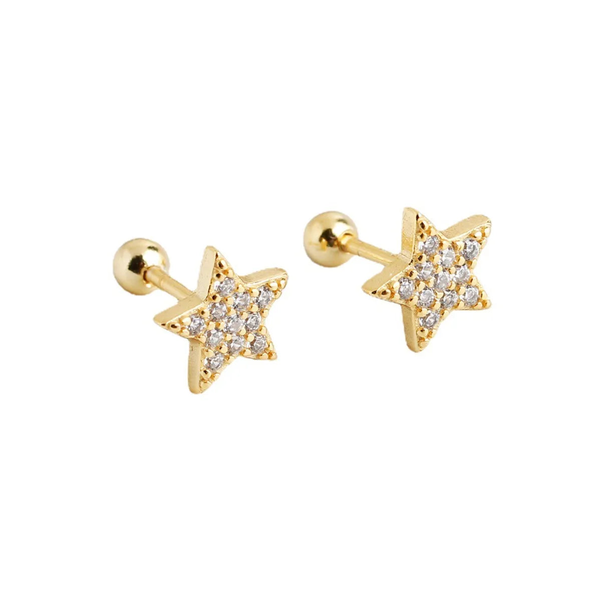 Fashion Star Sterling Silver Inlay Zircon Ear Studs 1 Pair