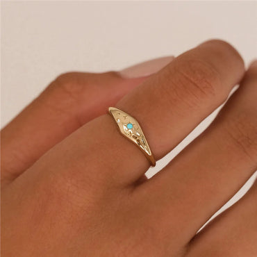 Fashion Star Sterling Silver Inlay Zircon Rings 1 Piece