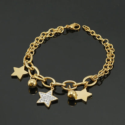 Fashion Star Titanium Steel Inlay Rhinestones Bracelets