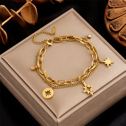 Fashion Star Titanium Steel Layered Plating Bracelets 1 Piece