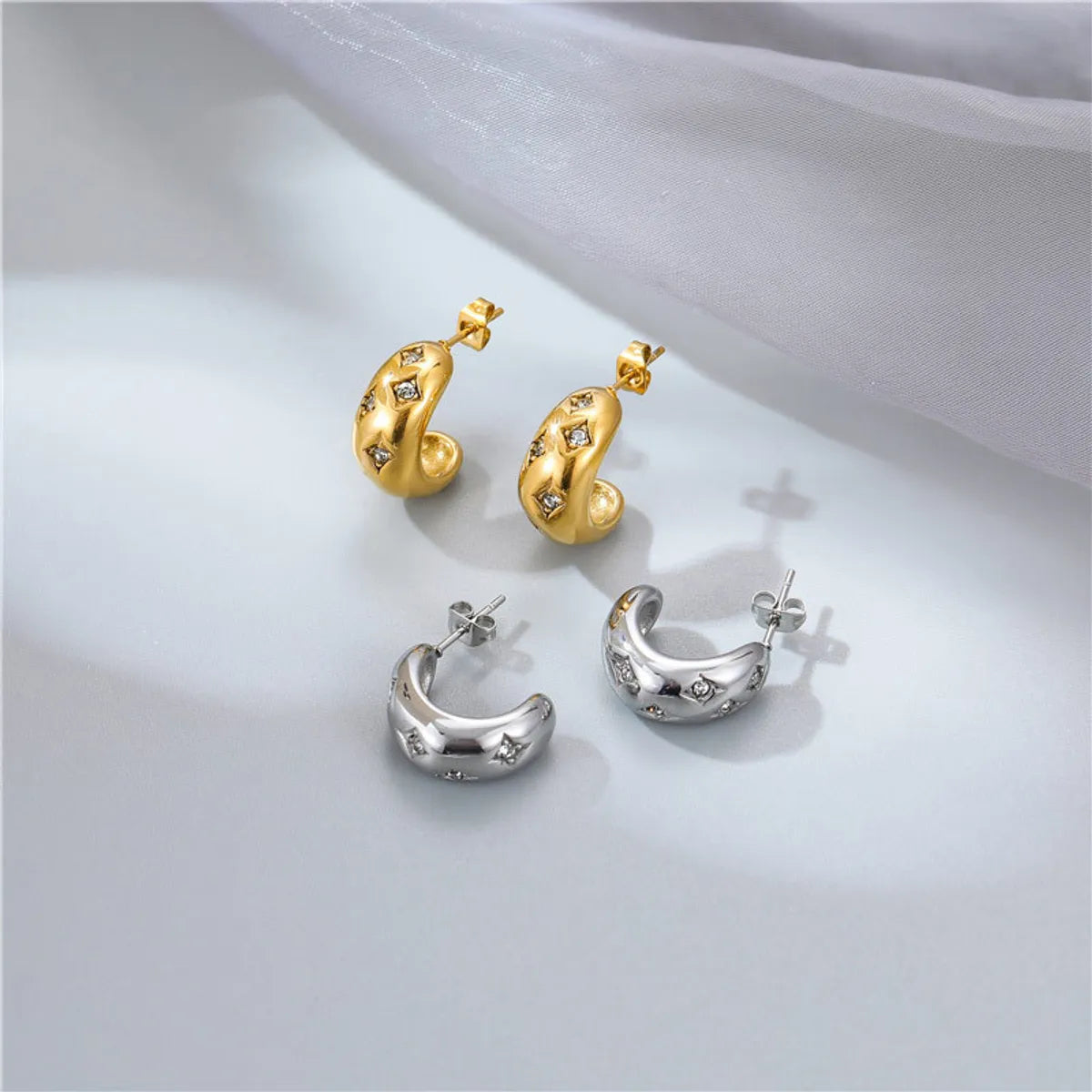 1 Pair Fashion Star Titanium Steel Plating Ear Studs