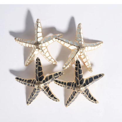 Fashion Starfish Alloy Enamel Ear Studs 1 Pair