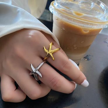 Fashion Starfish Geometric Solid Color Niche Index Finger Seaside Simple Ring