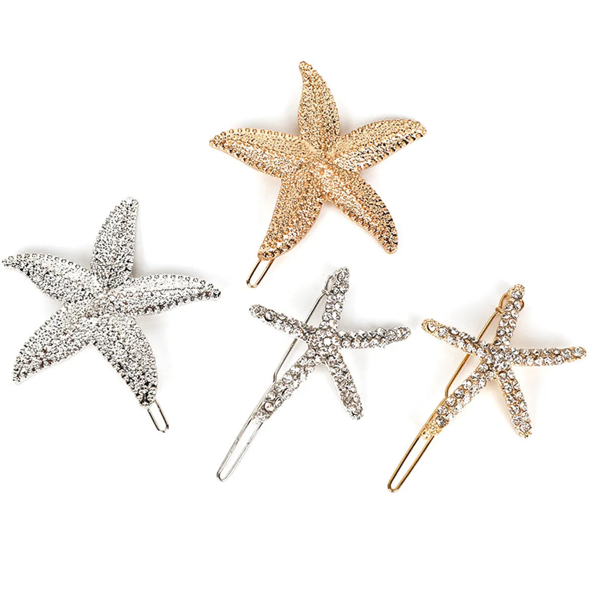 Fashion Starfish Metal Inlay Rhinestones Hair Clip 1 Piece