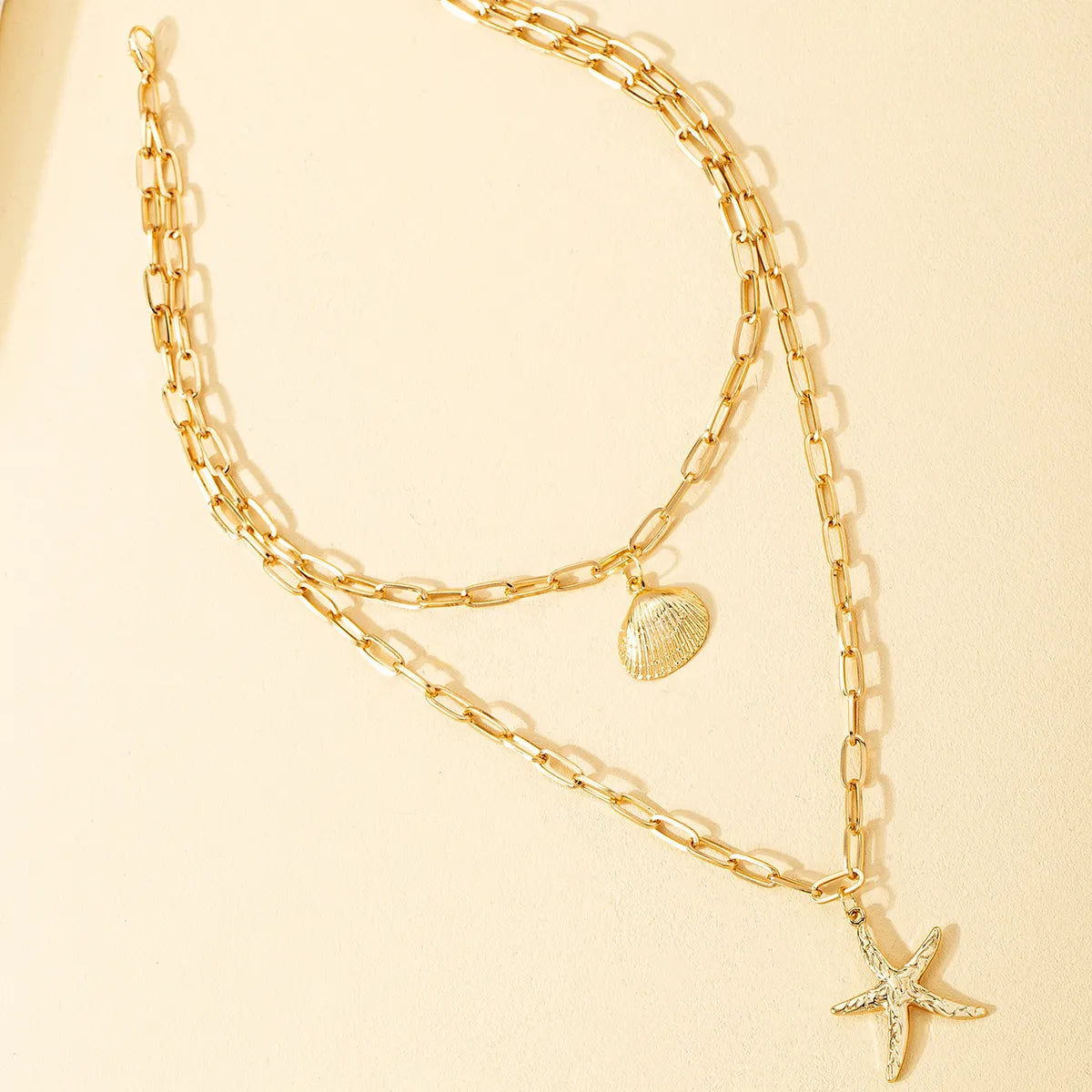 Fashion Starfish Shell Alloy Plating Necklace