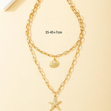 Fashion Starfish Shell Alloy Plating Necklace