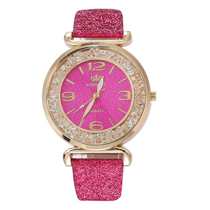 Fashion Starry Sky Glitter Belt Ball Dial Quartz Watch