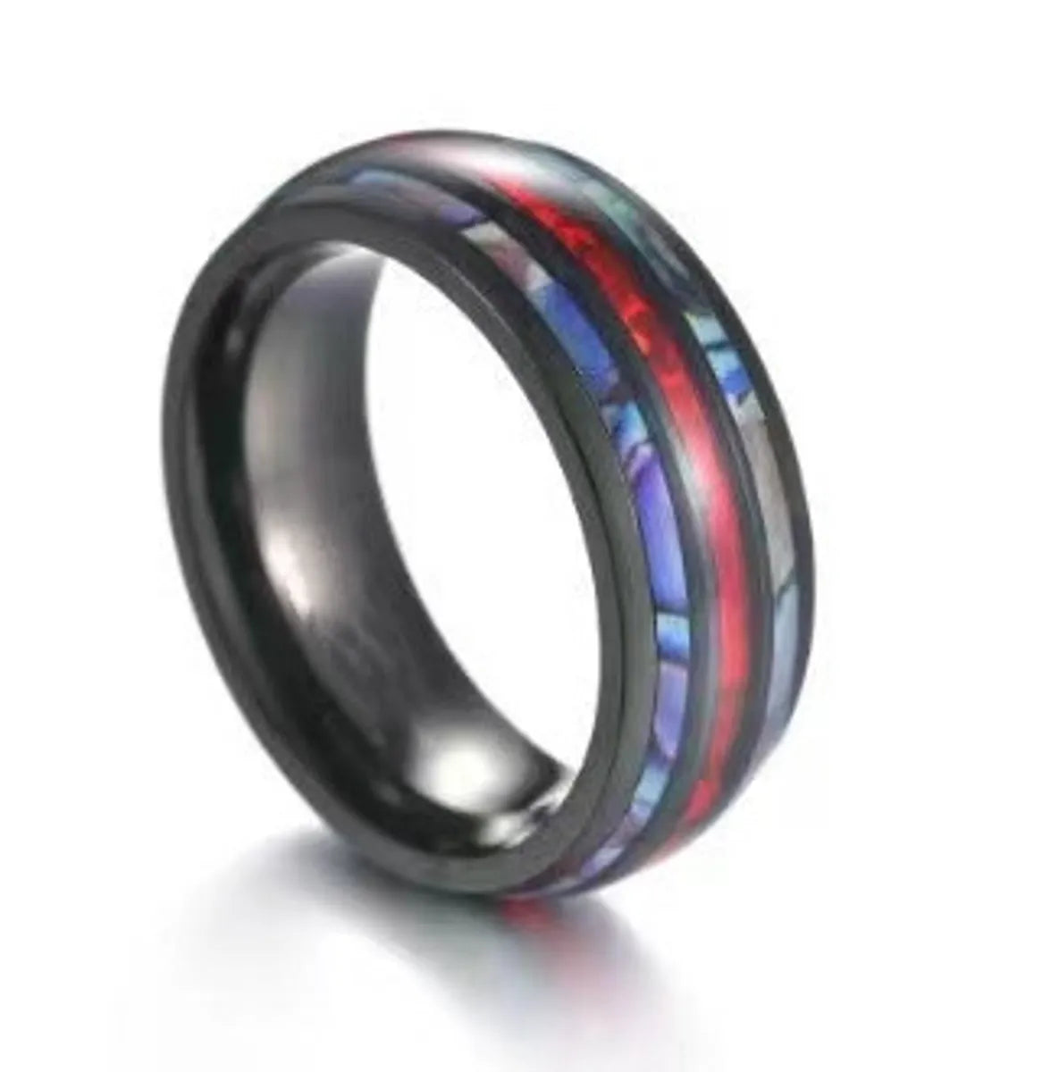 Fashion Stripe Stainless Steel Men'S Ceramic Ring