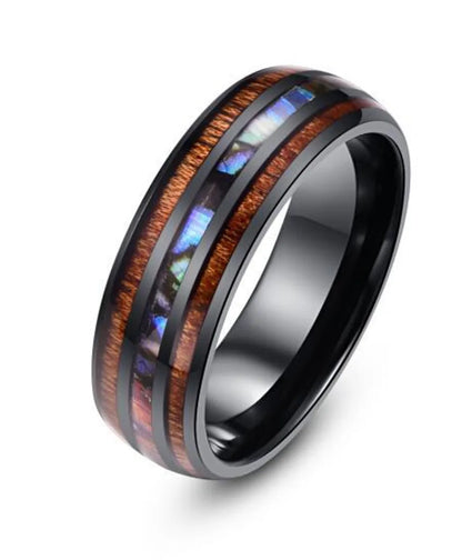 Fashion Stripe Stainless Steel Men'S Ceramic Ring