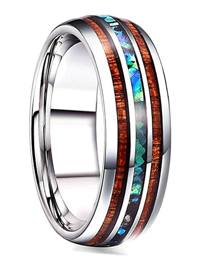 Fashion Stripe Stainless Steel Men'S Ceramic Ring