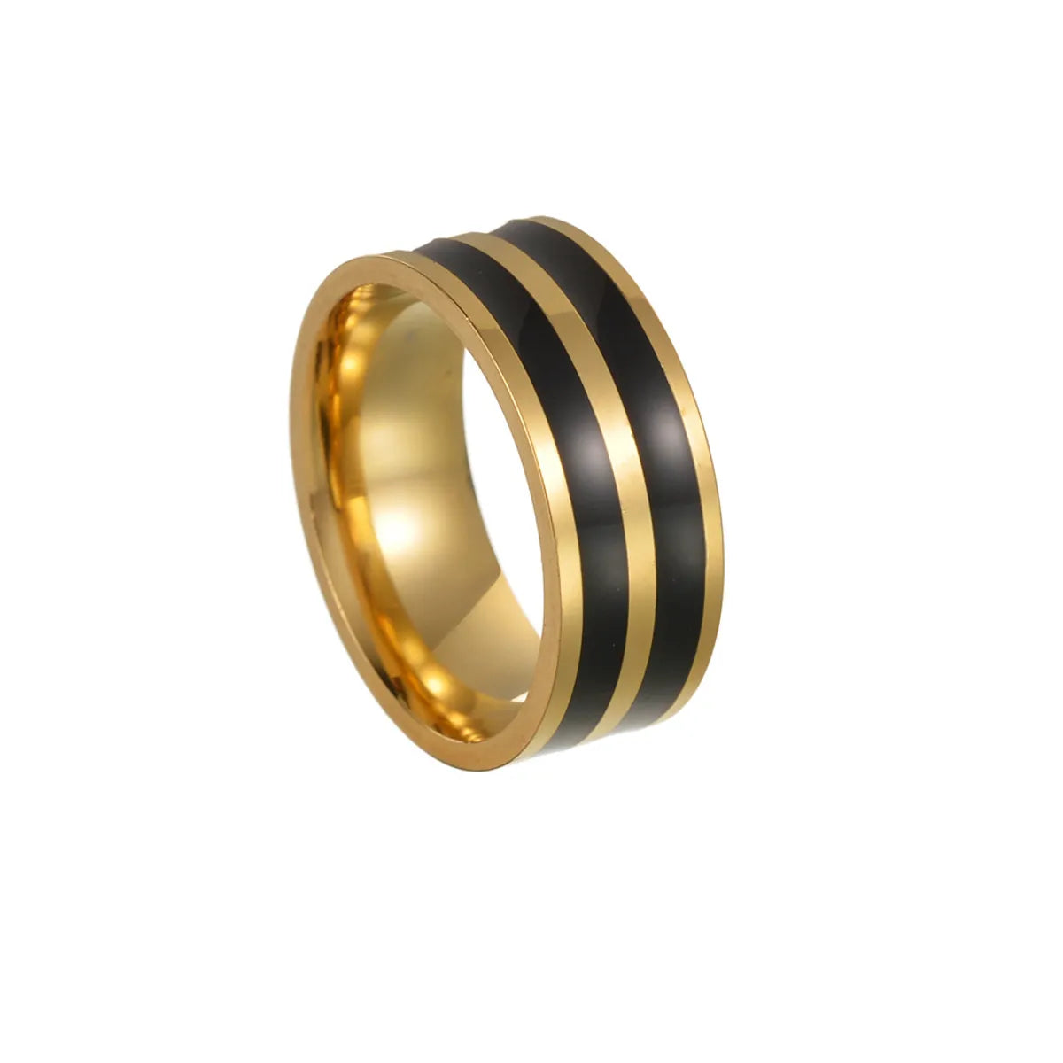 Fashion Stripe 201 Stainless Steel Gold Plated Men'S Rings