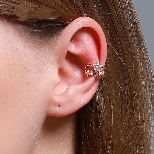 Fashion Style Ear Bone Clip Simple Double Star Ear Clip Five-pointed Star Earless Pierced Earrings Personality Trendy Earrings Wholesale Gooddiy