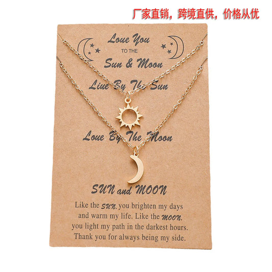 Fashion Sun Moon Stainless Steel Necklace European And American Good Friend Couple Necklace