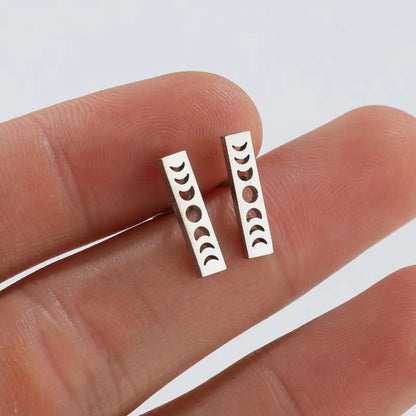 Fashion Sun Moon Titanium Steel Ear Studs Plating No Inlaid Stainless Steel Earrings