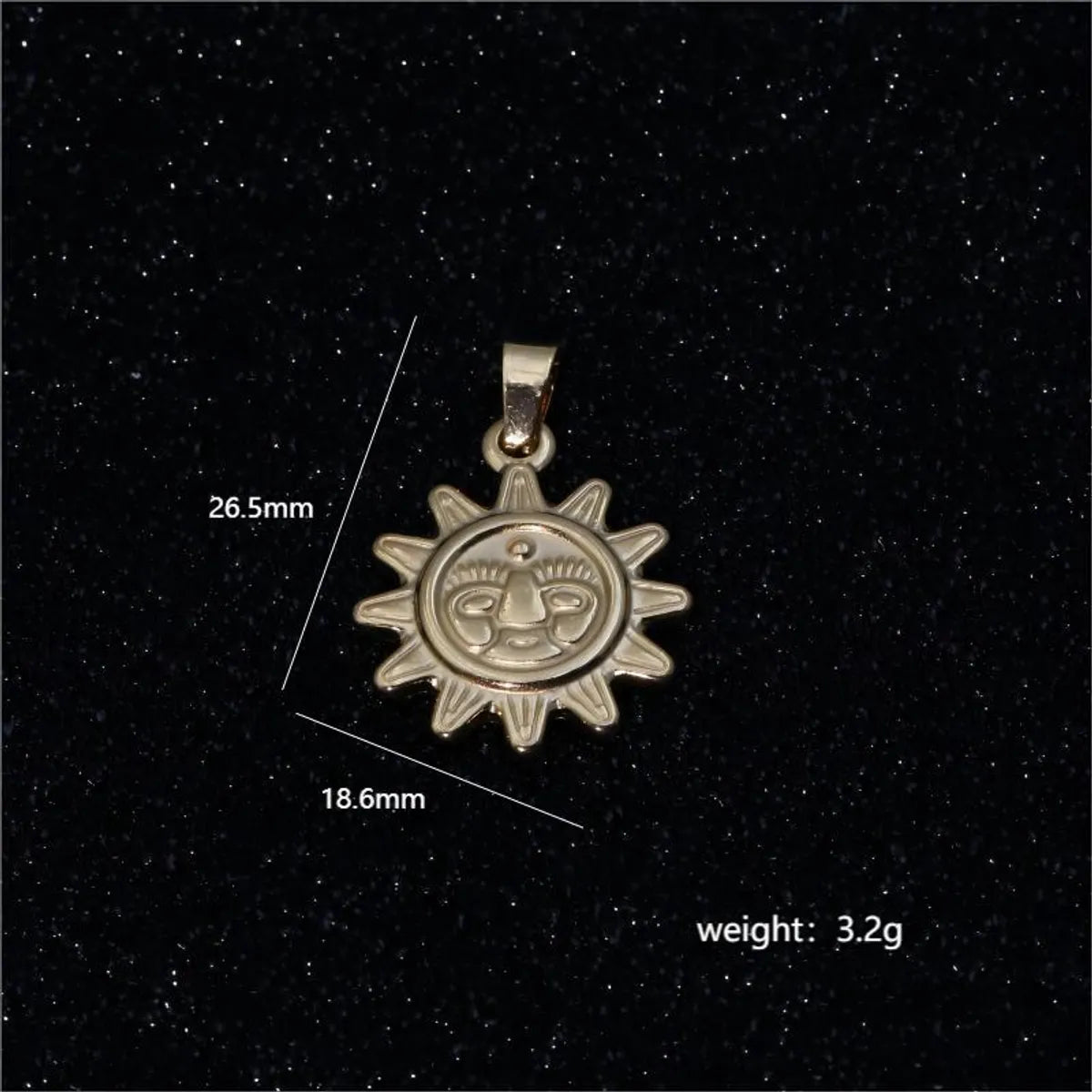 1 Piece Titanium Steel 18K Gold Plated Sun Moon Polished Pendant