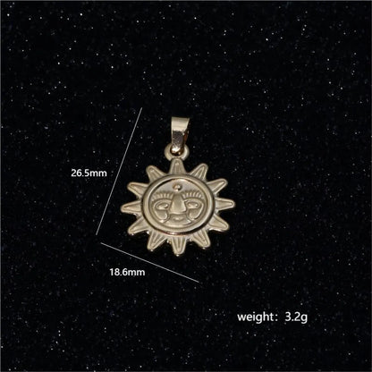 1 Piece Titanium Steel 18K Gold Plated Sun Moon Polished Pendant