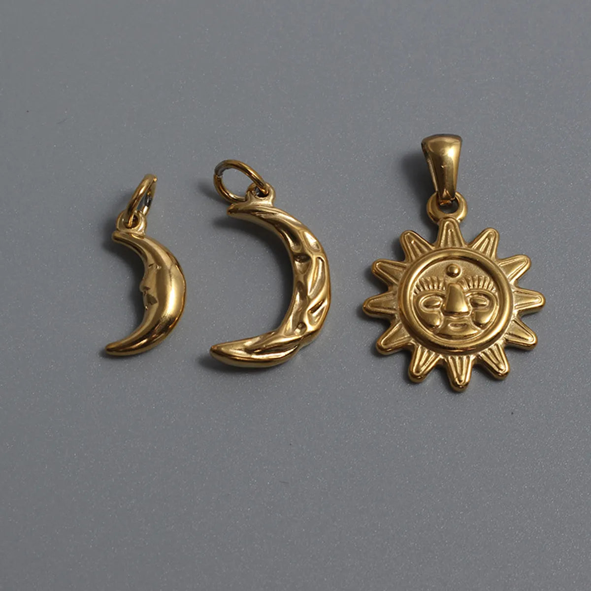 1 Piece Titanium Steel 18K Gold Plated Sun Moon Polished Pendant