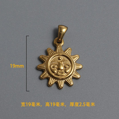 1 Piece Titanium Steel 18K Gold Plated Sun Moon Polished Pendant