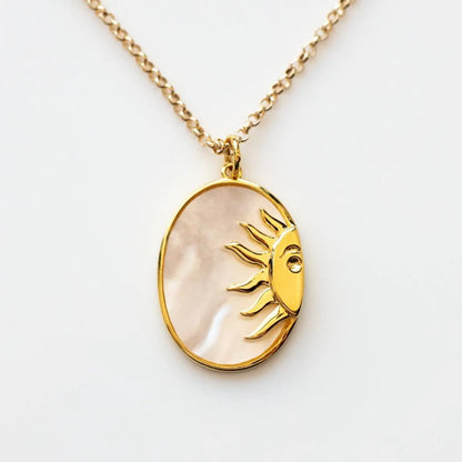 Wholesale Fashion Sun Moon 201 Stainless Steel Copper Plating Shell Necklace