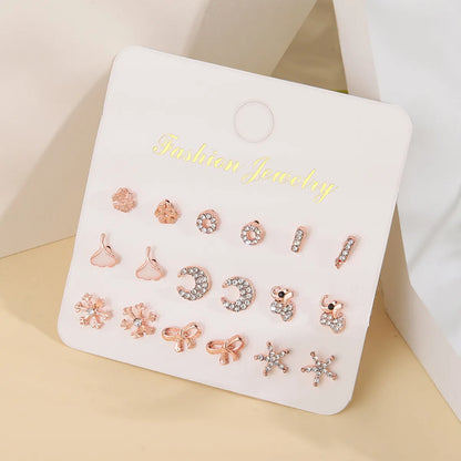 Fashion Sun Star Moon Alloy Inlay Artificial Pearls Rhinestones Women'S Ear Studs 1 Set