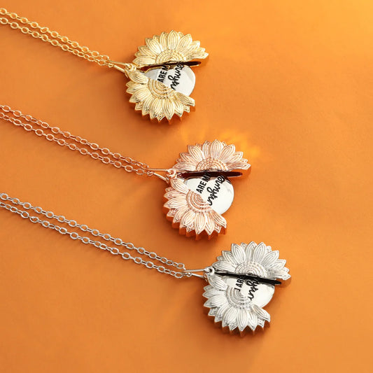 Fashion Sunflower Stainless Steel Pendant Necklace Enamel Stainless Steel Necklaces