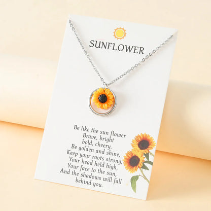 Fashion Sunflower Stainless Steel Polishing Pendant Necklace 1 Piece