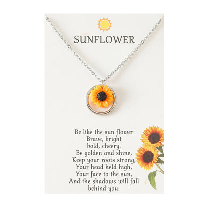 Fashion Sunflower Stainless Steel Polishing Pendant Necklace 1 Piece