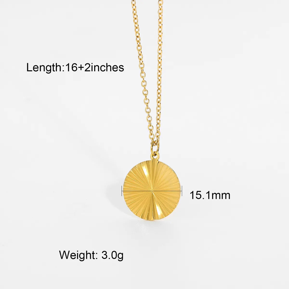 Fashion Sunshine Disc Pendant 18k Stainless Steel Necklace