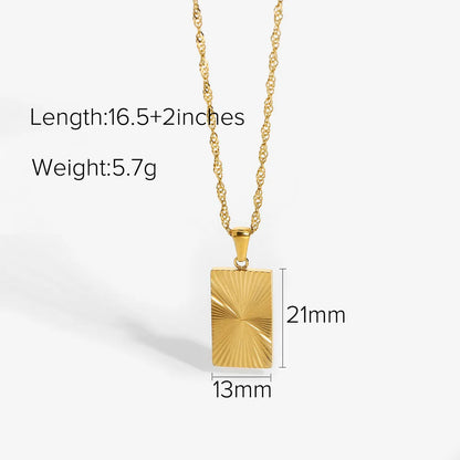 Fashion Sunshine Rectangular Pendant 18k Stainless Steel Necklace