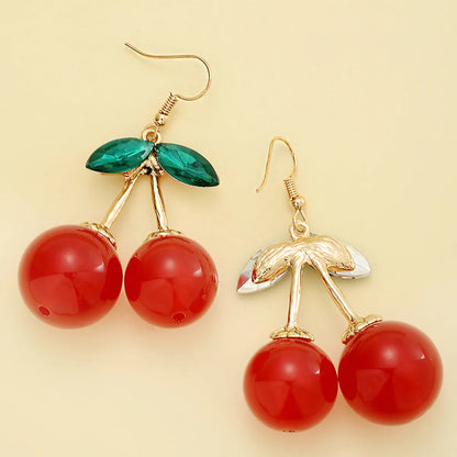 Fashion Sweet Cute Cherry-Shaped Fruit Eardrops Alloy Earrings